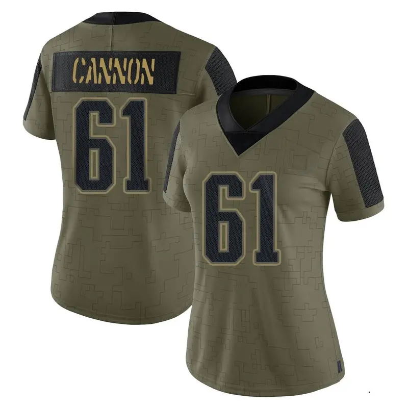 Nike Marcus Cannon Women's Limited New England Patriots Olive 2021 Salute To Service Jersey