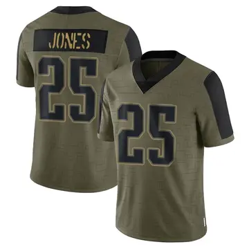 Nike Marcus Jones Men's Limited New England Patriots Olive 2021 Salute To Service Jersey