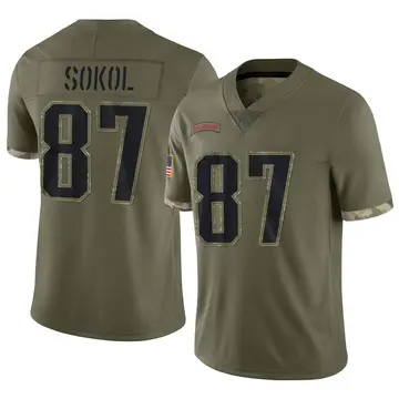 Nike Matt Sokol Men's Limited New England Patriots Olive 2022 Salute To Service Jersey
