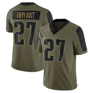 Nike Myles Bryant Men's Limited New England Patriots Olive 2021 Salute To Service Jersey