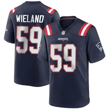 Nike Nate Wieland Youth Game New England Patriots Navy Blue Team Color Jersey