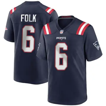 Nike Nick Folk Youth Game New England Patriots Navy Blue Team Color Jersey
