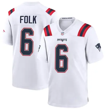Nike Nick Folk Youth Game New England Patriots White Jersey
