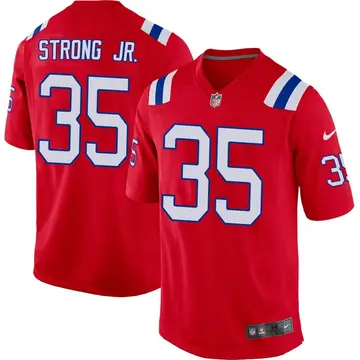 Nike Pierre Strong Jr. Men's Game New England Patriots Red Alternate Jersey