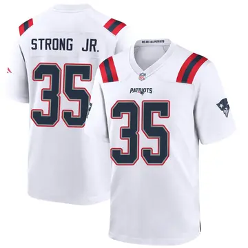 Nike Pierre Strong Jr. Men's Game New England Patriots White Jersey