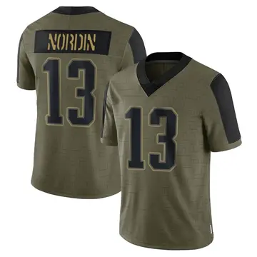Nike Quinn Nordin Men's Limited New England Patriots Olive 2021 Salute To Service Jersey