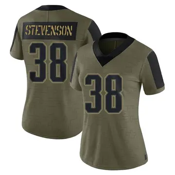 Nike Rhamondre Stevenson Women's Limited New England Patriots Olive 2021 Salute To Service Jersey
