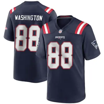Nike Scotty Washington Men's Game New England Patriots Navy Blue Team Color Jersey