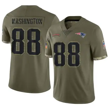 Nike Scotty Washington Men's Limited New England Patriots Olive 2022 Salute To Service Jersey