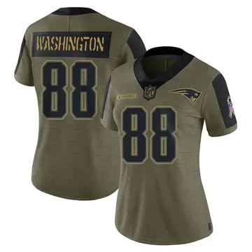 Nike Scotty Washington Women's Limited New England Patriots Olive 2021 Salute To Service Jersey