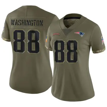 Nike Scotty Washington Women's Limited New England Patriots Olive 2022 Salute To Service Jersey