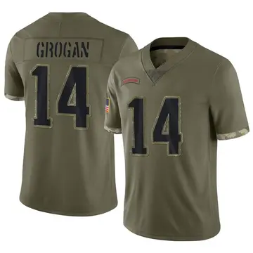 Nike Steve Grogan Men's Limited New England Patriots Olive 2022 Salute To Service Jersey