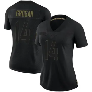 Nike Steve Grogan Women's Limited New England Patriots Black 2020 Salute To Service Jersey