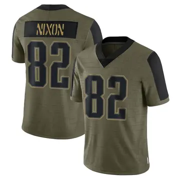 Nike Tre Nixon Men's Limited New England Patriots Olive 2021 Salute To Service Jersey