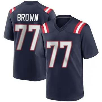 Nike Trent Brown Men's Game New England Patriots Navy Blue Team Color Jersey