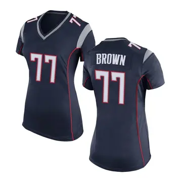 Nike Trent Brown Women's Game New England Patriots Navy Blue Team Color Jersey