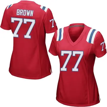 Nike Trent Brown Women's Game New England Patriots Red Alternate Jersey