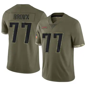 Nike Trent Brown Youth Limited New England Patriots Olive 2022 Salute To Service Jersey