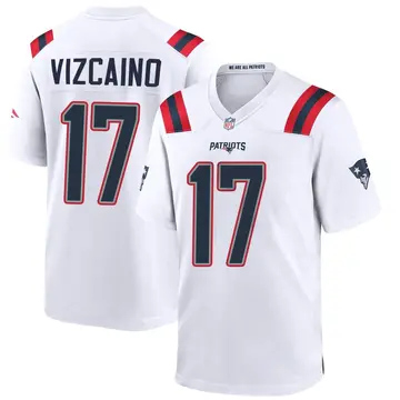 Nike Tristan Vizcaino Men's Game New England Patriots White Jersey
