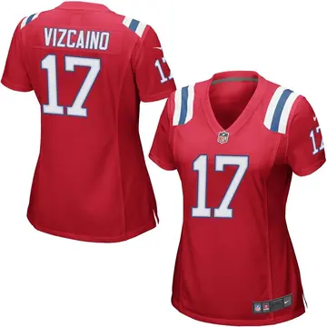 Nike Tristan Vizcaino Women's Game New England Patriots Red Alternate Jersey