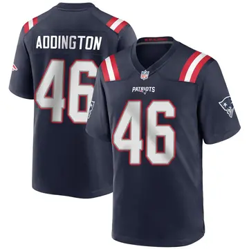 Nike Tucker Addington Men's Game New England Patriots Navy Blue Team Color Jersey