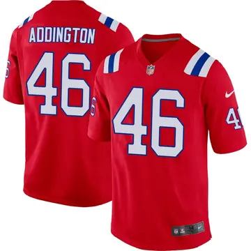 Nike Tucker Addington Men's Game New England Patriots Red Alternate Jersey