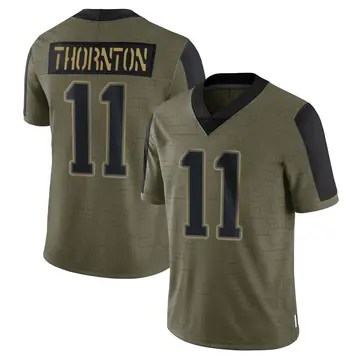 Nike Tyquan Thornton Men's Limited New England Patriots Olive 2021 Salute To Service Jersey